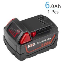 밀워키배터리 18v 6000mah 3000mah m18 xc 리튬 이온 교체 배터리 밀워키 48-11-1815 m18b2 m18b4 m18bx l50 호환, 1 개 6.0 배터리