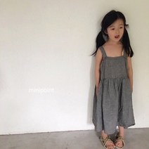 미니포인트 리프원피스 여름 유아 아동 여아 체크 나시 원피스