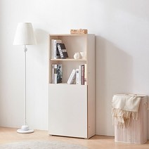 600 아래문달린 책수납장 4단 책서랍장 서재 책장, 크림화이트