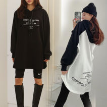 NewCare 여성 박시 후드 롱티 후드티 오버핏