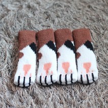 디홀릭 고양이발 니트 의자양말 의자 발 커버 4p, 브라운 (고양이발)