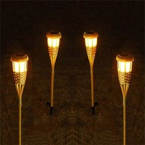 2 개몫 공예 대나무 램프 야외 ip65 태양열 구동 led 불꽃 효과 램프 초원 정원 잔디 횃불 가로등, 3000k 따뜻한 흰색, 2팩