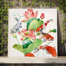 두꺼비집 배전함 가리개 풍수 잉어 달항아리 석류 캔버스 그림 액자 방꾸미기, 41 천상운집 다섯잉어(심플)