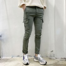 라운지21 남자 베이직 피그먼트 워싱 9부 스판 카고 팬츠