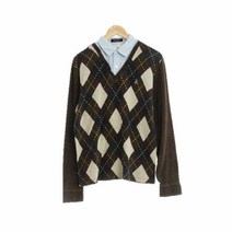 빈폴 브라운 아가일 면 셔츠레이어드니트 남자 7109