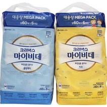 크리넥스 마이비데 물티슈 캡형 60매 X 6팩 키즈 화장실용, 마이비데키즈60매x6(노랑)