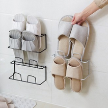 어가네닷컴 접착식 2단 슬리퍼거치대 거실 욕실 현관 실내화 정리 벽부착, 화이트
