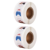 5.크리스마스 귀여운 캐릭터 스티커 롤 500P 2롤세트, B+B