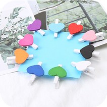 하트나무집게 10P 핑크 오렌지 레드 블랙 플라로이드 우드 사진걸이 이벤트소품, 핑크 10P