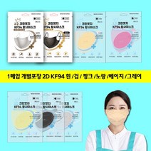 2D 새부리형 크린엣지 KF94 황사마스크 대형 컬러 개별포방 100매입, 대형화이트