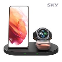 스카이 필 W51 3in1 무선충전 스탠드 + 워치 + 고속 무선 충전 거치대 SKY-W51S 갤럭시워치용, 블랙, 블랙 x 10개
