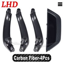 실내 도어 핸들 외부 문 손잡이 호환 블랙 베이지 자동차 앞 뒤 왼쪽 오른쪽 내부 패널 당김 트림 커버 팔걸이 BMW X3 X4 F25 F26 10-17 용 4 개, LHD-Carbon Fiber