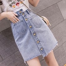 알리팡(Alipang) 여성 봄 여름 데님 빈티지 언발 스커트 청스커트 미니스커트 S-5XL DR6186