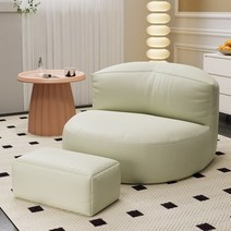 미니마나 가죽 빈백 소파, 미니마나 클래식 화이트 + 풋스툴 세트