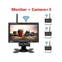 어라운드뷰 후방 사이드 카메라 차량 무선 리버스 트럭 7인치 LCD 모니터 RV 트레일러 굴 삭 기 자동차 12V, 04 With Three Camera