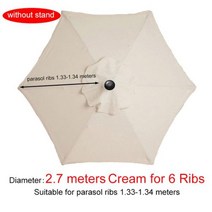 우산 교체 캐노피 6/8 갈비 파티오 천 스탠드 없음 7.5/9/10ft 야외 해변 정원 방수 파라솔 커버, [19] 2.7m Milky for 6 Rib