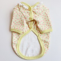 유앤펫 강아지봄옷 파스텔 꽃 가디건 중형견 대형견 옷, 옐로우