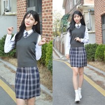 산골 튤립 두줄 주름치마(체크)/5color/SS2XL