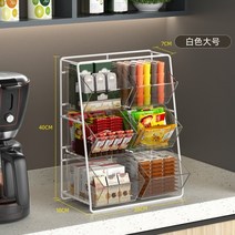 아크릴 티백 정리함 탕비실 종이컵 사무실 티박스 트레이 소품 스낵 차 커피 보관함 정리대, 화이트 라지, 1개