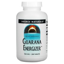 Source Naturals 과라나 에너자이저 900mg 200정 알약, 200 개
