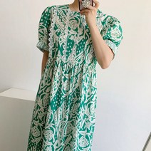 C.ONLIE SHOP트로피컬 레이스 루즈핏 에스닉 롱 원피스 2컬러 T21 원피스 하객룩 하객원피스