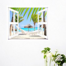 아트박스/꾸밈 ix260-시원함이느껴지는풍경_창문그림액자(중형), H타입-아이보리화이트／3-푸른바다