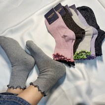 고마운마음 여자 반짝이양말 글리터 발목긴양말 프릴 펄양말 6컬러
