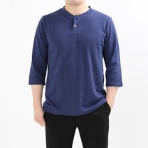 제이에프앤씨 남성용 쿨 슬라브 헨리넥 7부 티셔츠