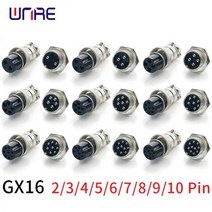 알루미늄 프로파일 1 세트 GX16 2345678910 핀 암수 16mm 원형 항공 소켓 플러그 와이어 패널 커넥터, GX16 2pin, 1 set(Male Female)