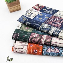 면30수]단추페이즐리패치-네이비 그린 다크오렌지 ptn, 네이비