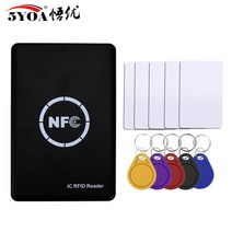 NFC 스마트 카드 리더 작가 RFID 복사기 복사기 13.56MHz USB 프로그래머 키 fobs 카드 ID IC EM UID S50 MF ISO14443A 태그|컨트롤카드, 단일, with 5 UID Keys