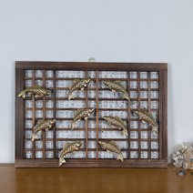 람세스아트 원목 한지문 황동 구어도 핸드메이드 관액자 인테리어 벽장식 앤틱 액자