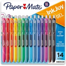 Paper Mate Gel Pens InkJoy Pens 페이퍼 메이트 젤 펜 잉크조이 미디엄 포인트 어쏘티드 0.7mm 14개입