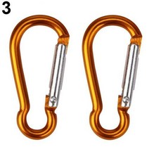 2Pcs 등반 버클 알루미늄 합금 D 모양 카라비너 ​​스프링 스냅 클립 후크 열쇠 고리 등반 후크 액세서리, 주황색
