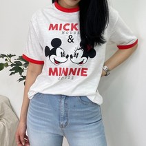 미키앤미니 랍빠반팔티셔츠)슬라브면/그림나염/프린팅
