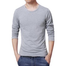 방검복 경찰방검복 방검조끼 남성 셔츠 단색 하프 하이 칼라 가을 탑 캐주얼 긴 소매 기본 수축 방지 탄성, 04 O Neck-Light Grey_04 2XL