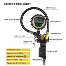 마노미터 차압 측정기 자동 타이어 압력 게이지 오토바이 공기 압축기 자동차 팽창기 펌프 도구 잠금, US Adapter, Digital display