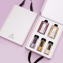 [쇼핑백 포함 동봉] 소금공장 고급 웨딩 결혼 돌잔치 조문 답례품 잡곡 소금 혼합 5종 선물세트, 천일염+함초+오리지날허브, 홍국 쌀+강황 쌀