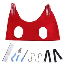 강아지미용거치대 애견 미용테이블 애완 동물 고양이 개 손질 해먹 도우미 미용 수리 구속 가방 강아지 클, 03 8sets red_02 M