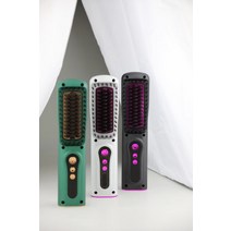 USB 무선 스트레이트 빗 매직 양용 스트레이트 헤어 미니 여행 휴대용 충전 스타일 빗, 블랙 그레이, 하나