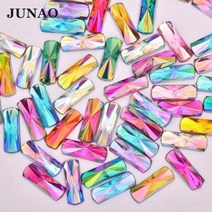 아쿠아씰 아쿠아 블루 크리스탈 플랫 백 라인석 아플리케 아크릴 보석 접착제 사각형 돌 스크랩북 납유리, Random Mix 색상