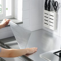 접착식 주방 시트지 5M 은박 싱크대 알루미늄 타일 오염 기름때 방지 가스렌지 벽면, 큐브무늬, 1개