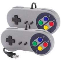 게임패드 USB 게임 패드 컨트롤러 게임 조이스틱 레트로 게임 패드 PC윈도우리눅스 SNES라즈베리 파이용 유선 게임 스틱 컨트롤 2 개입, 1. 2pc Gray, 2. 러시아