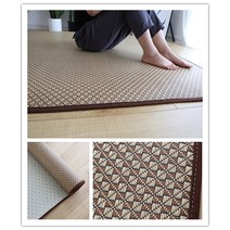 라탄협탁 라탄 돗자리 카페트 심플 거실침실 바닥 마룻바닥매트 침대매트 사계절 놀이매트 용매트, C01-밤색 03, T03-100X180cm 도어패드