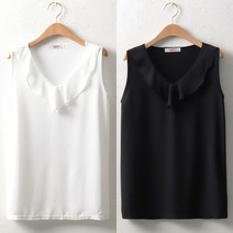 빅사이즈 훌 브이 나시 블라우스 BG5500 신축성 프릴