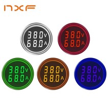 누전측정기 전기계측기 멀티테스터기ac 60-500v 0-100a led 디지털 전압계 전류계 헤르츠 hz 신호등 220v 전압 전류 측정기 볼트 앰프 테스터 감지기, 라운드 v, 노란색