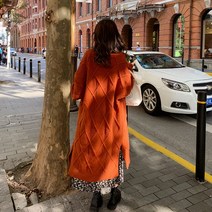 가을 롱가디건 오버핏 꽈배기 울 니트 코트 가디건