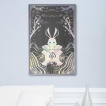 나전칠기토끼일러스트 중형메탈액자.꾸밈, 실버／2타입