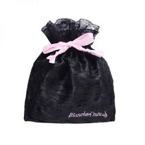 복조리파우치 주머니 블랙 화장품 갸루 핑크리본 레이스