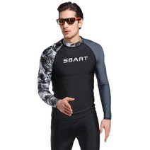 sbart men lycra 스노클링 잠수복 셔츠 긴 소매 uv 보호 수영 서핑 다이빙 스노클링 잠수복 셔츠 플러스 3xl, 그레이 블랙, m